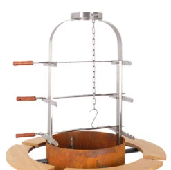 Moesta Bandit FirePlace 57 Cm Durchmesser - Inkl. Asado Grill Aufsatz Und Ablagebretter Bambus