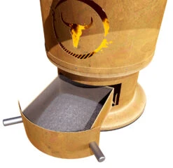 Moesta Bandit FirePlace 57 Cm Durchmesser - Inkl. Asado Grill Aufsatz Und Ablagebretter Bambus -Broil King || Napoleon || Rösle Verkaufsgeschäft Moesta Bandit Feuertonne Aschschublade Detail